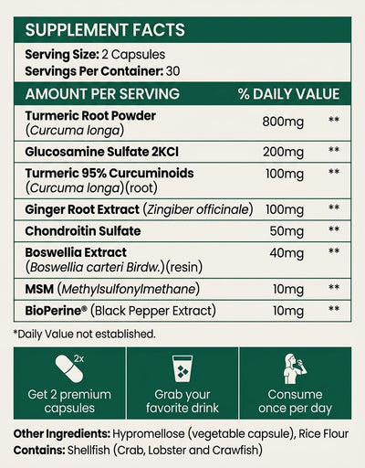 Ferosia™ Pure Turmeric Curcumin 95 — 1,300mg Joint Support Complex