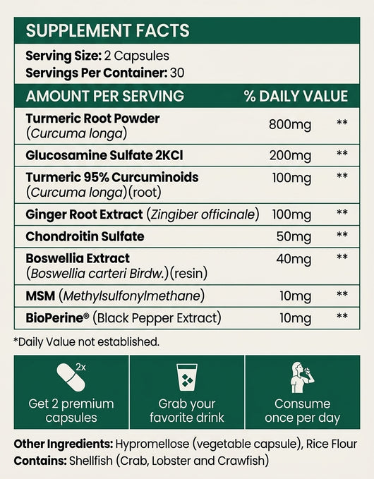 Ferosia™ Pure Turmeric Curcumin 95 — 1,300mg Joint Support Complex